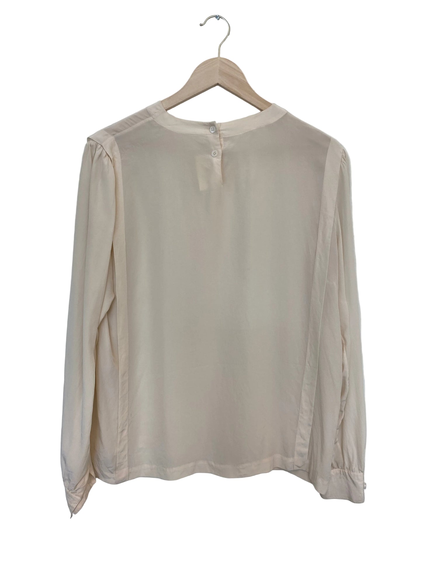 Italiensk silkebluse vintage kremfarget med felt