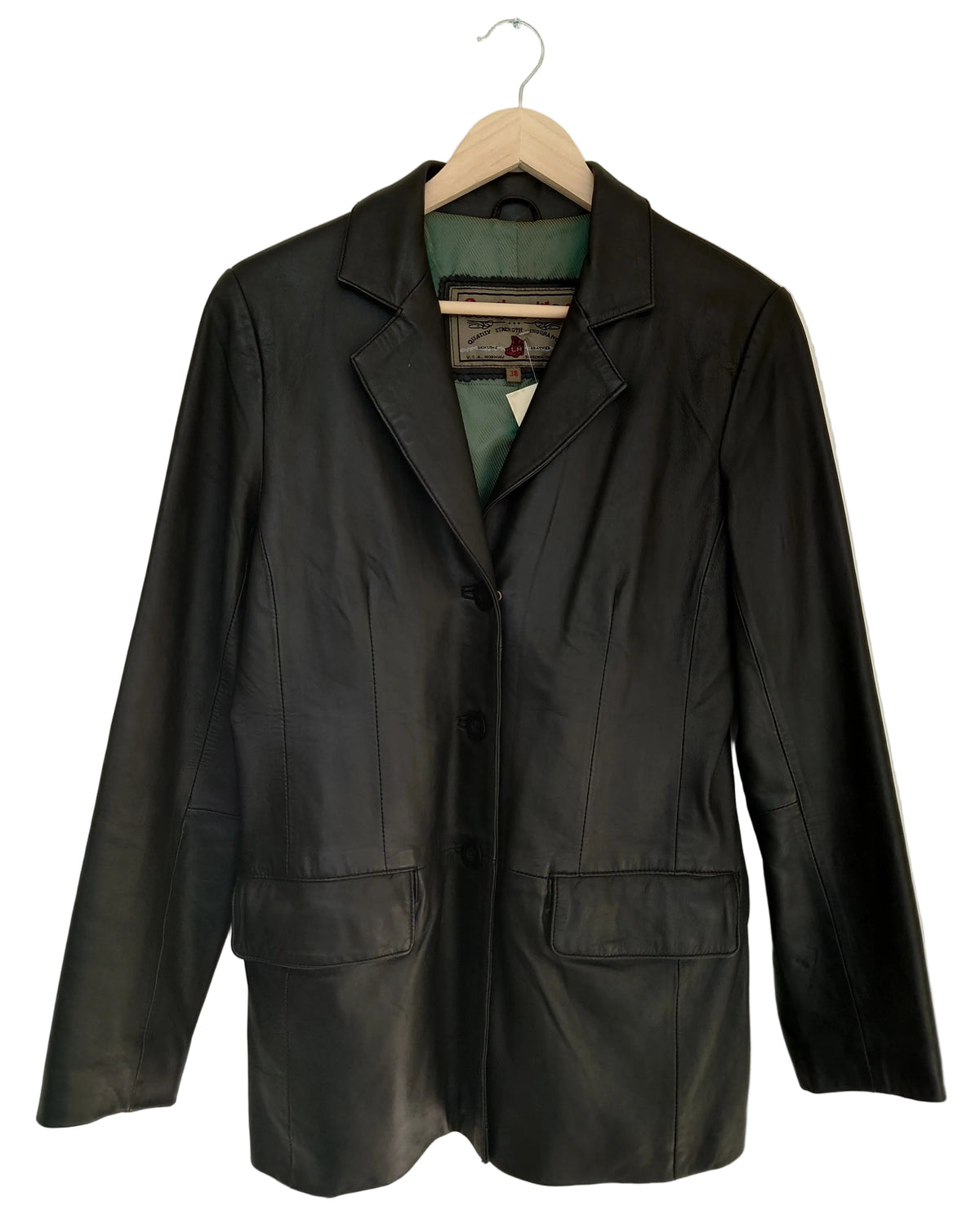 Leather Man skinnblazer sort