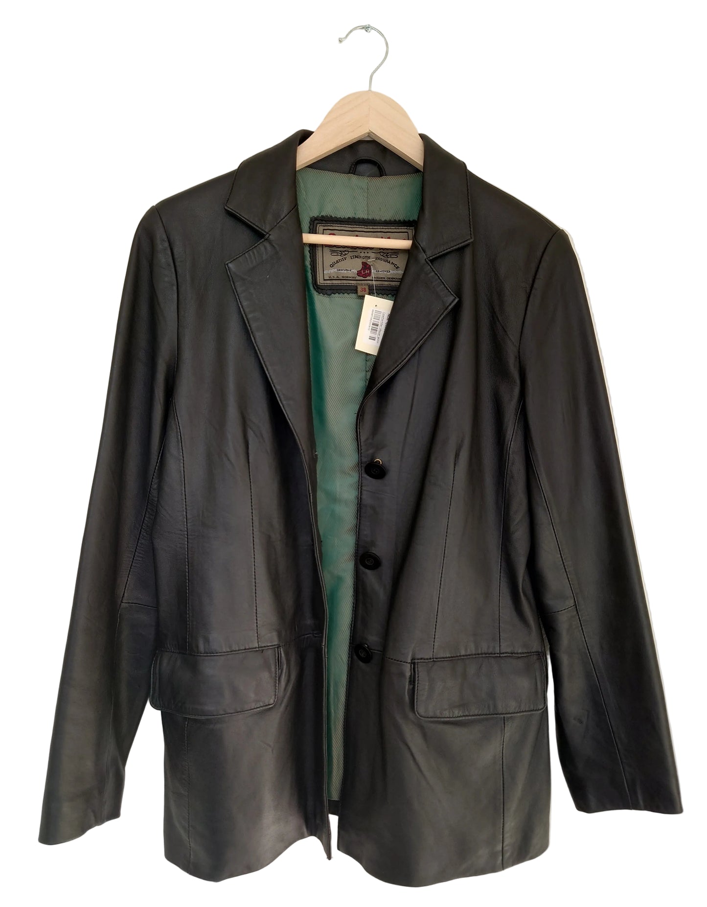 Leather Man skinnblazer sort