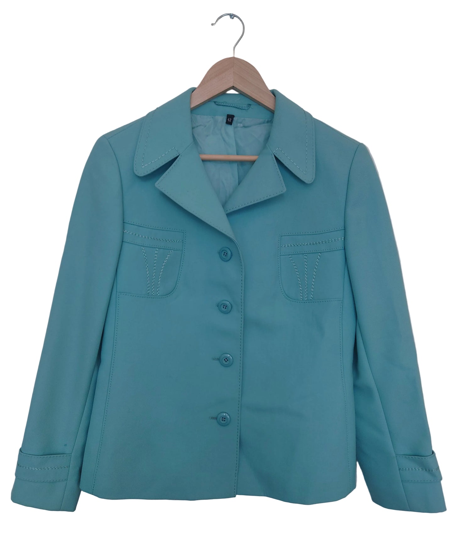 Vintage blazer i ull turkis
