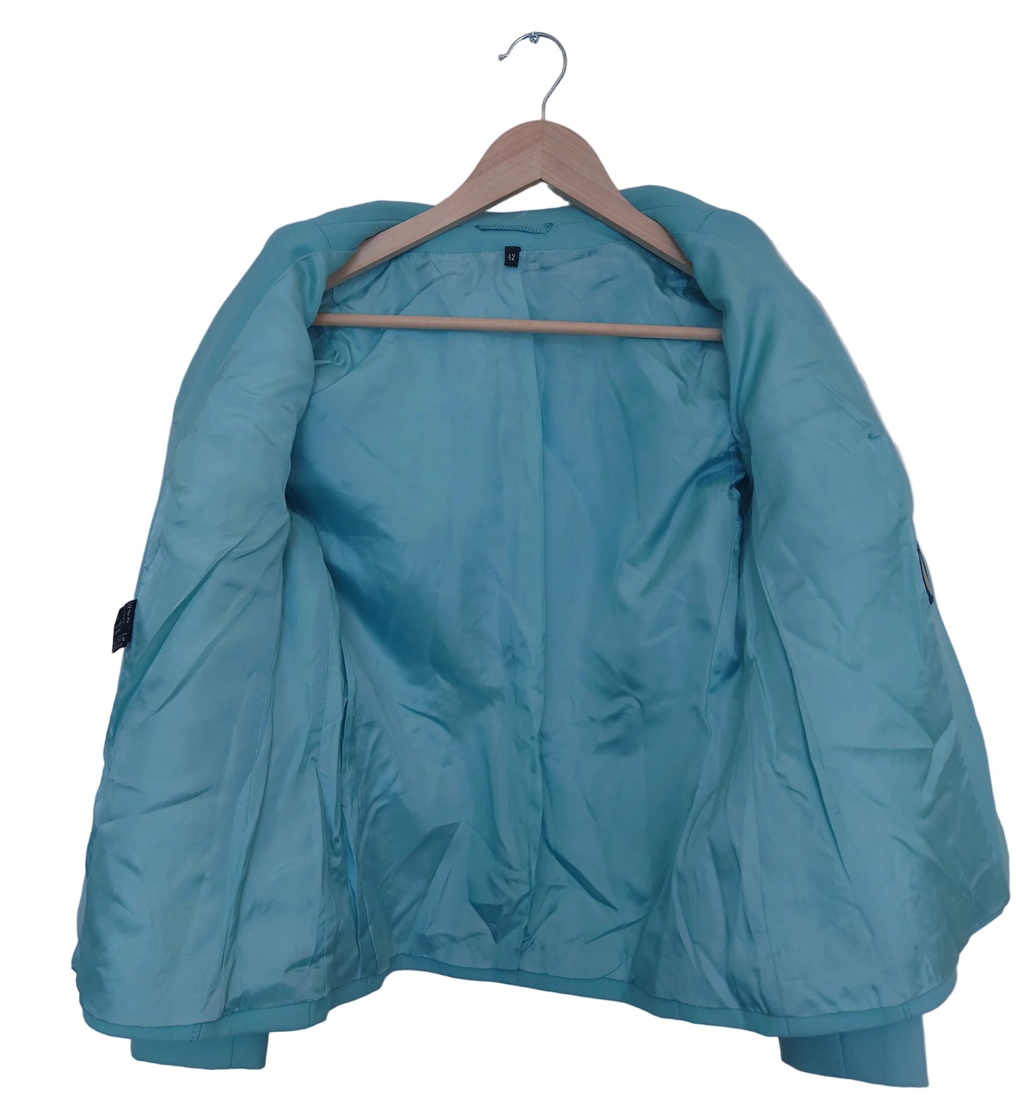 Vintage blazer i ull turkis