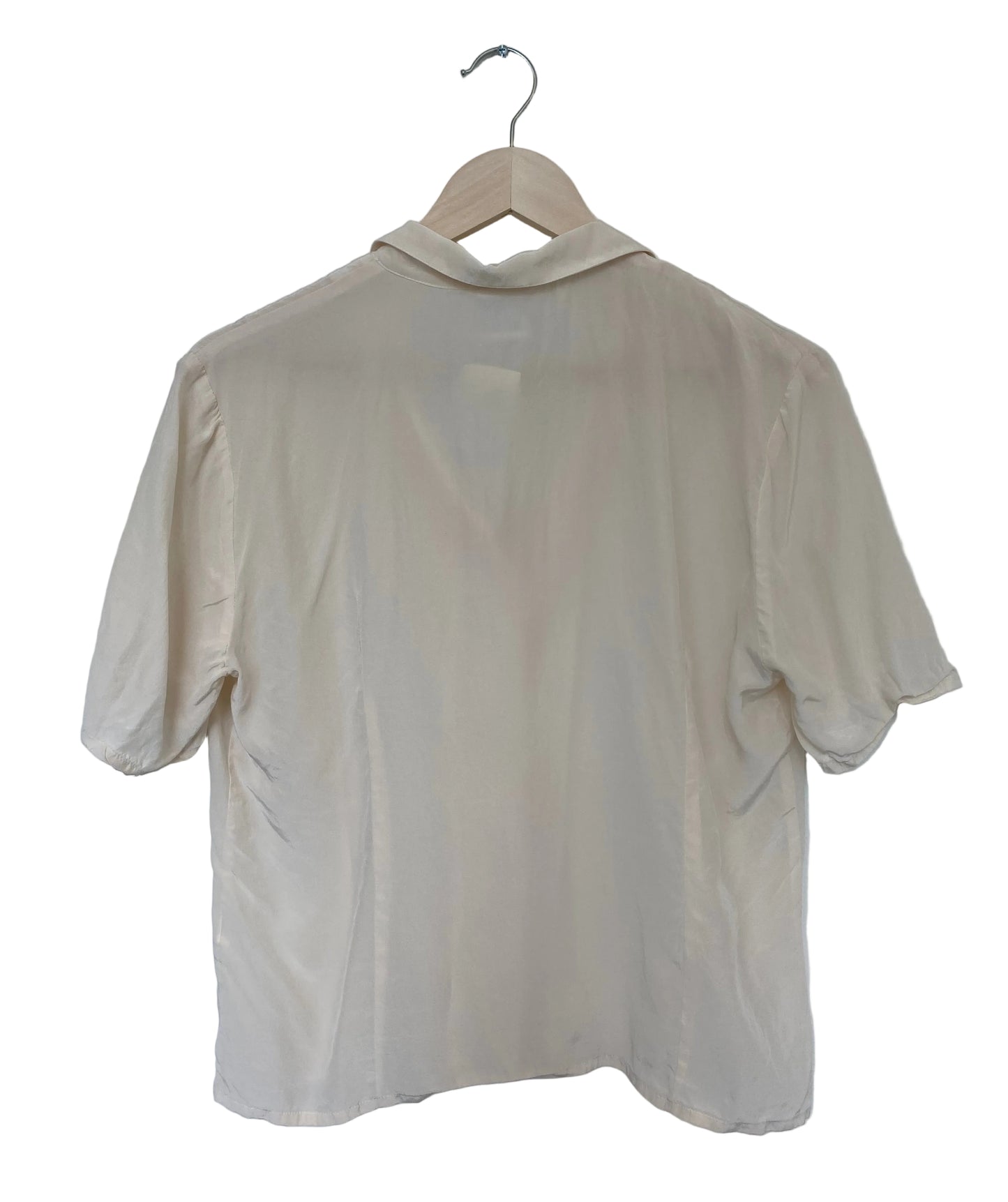 Italiensk vintage kortermet silkebluse krem