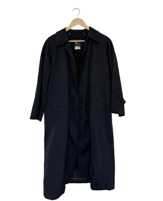 Burberrys navy lang trenchcoat med ullfor