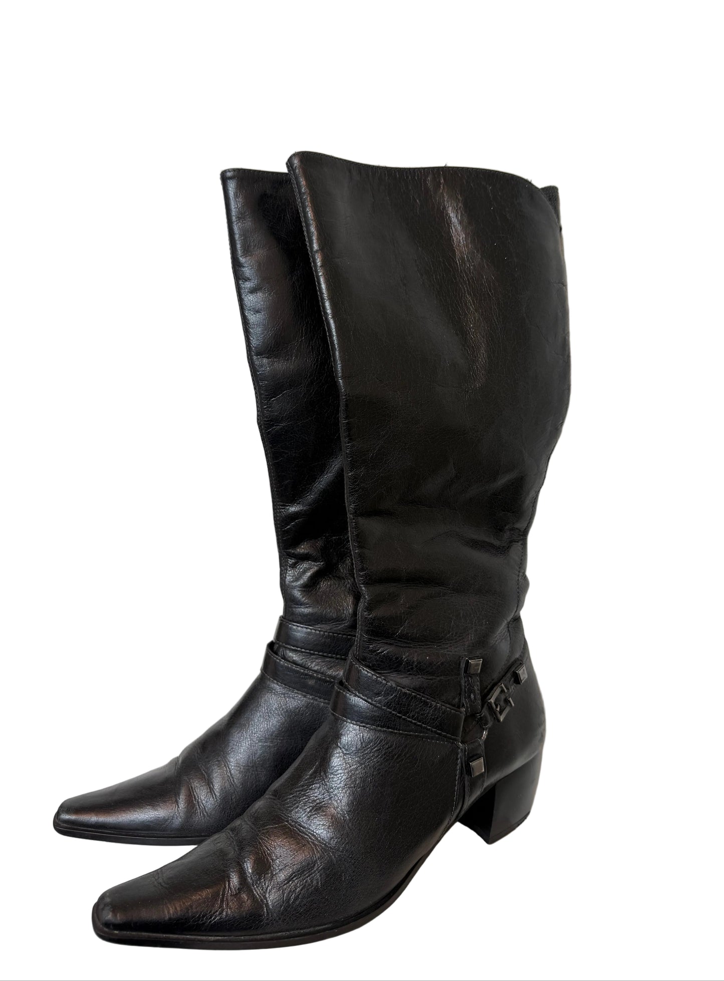 Høye boots med studs sort