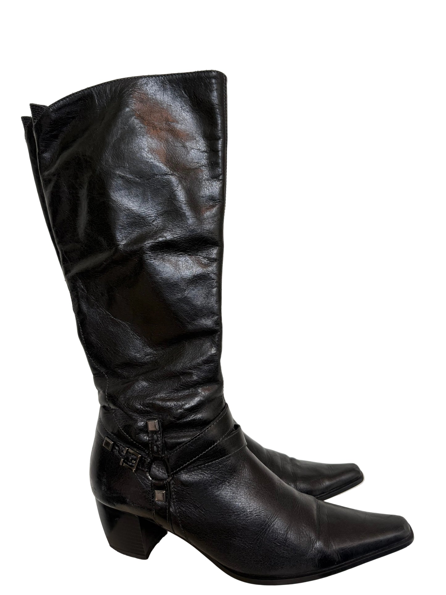 Høye boots med studs sort