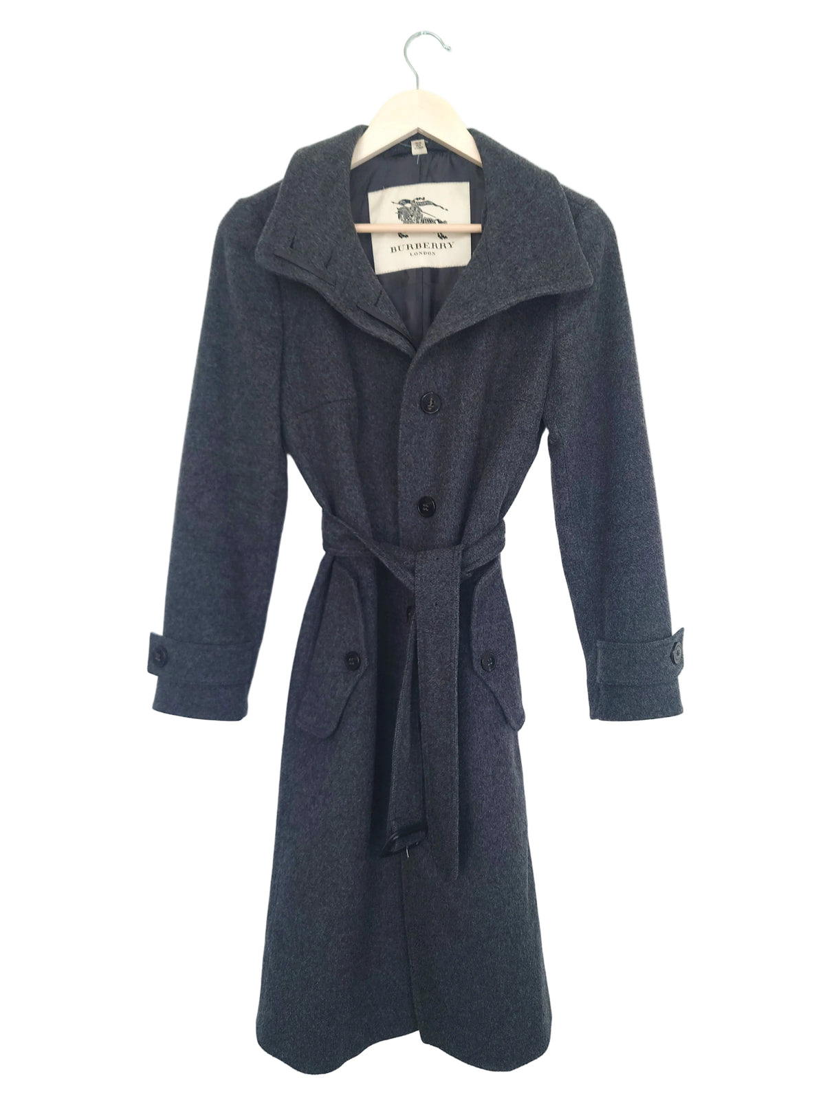 Burberry trenchcoat i ull og kashmir i koksgrå