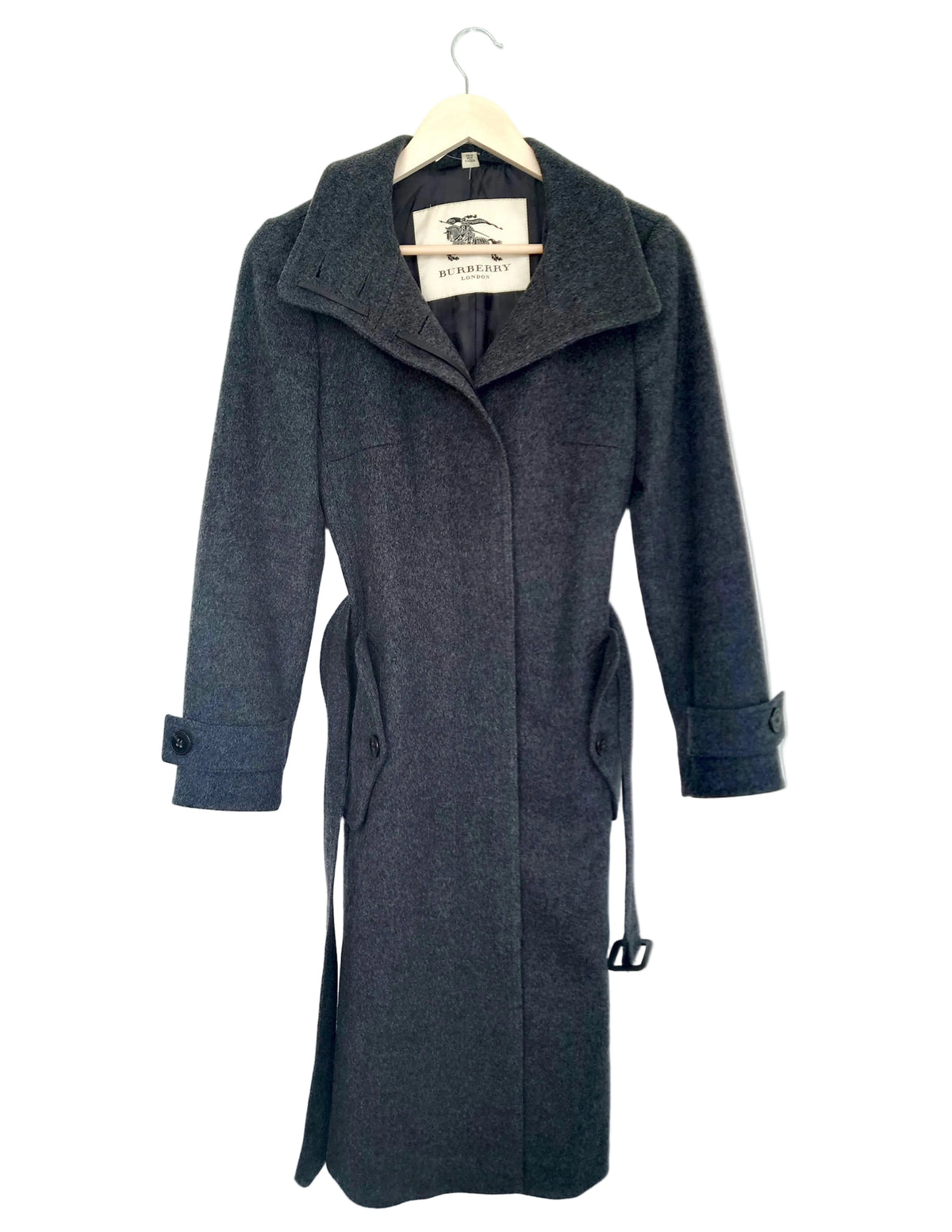 Burberry trenchcoat i ull og kashmir i koksgrå