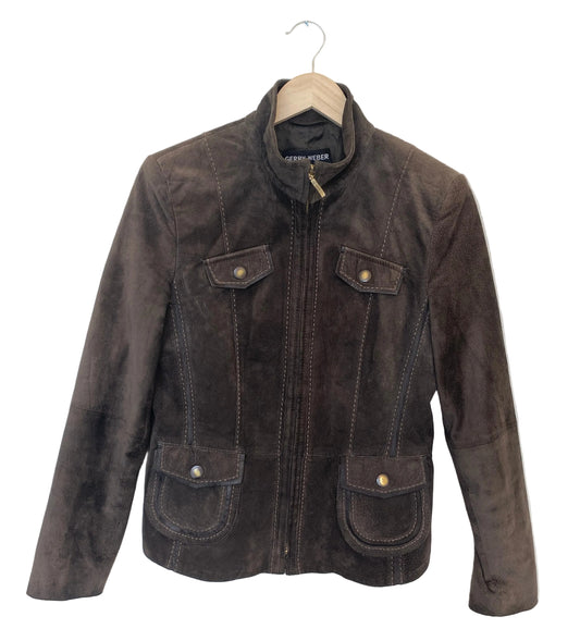 Gerry Weber vintage skinnjakke mørk brun