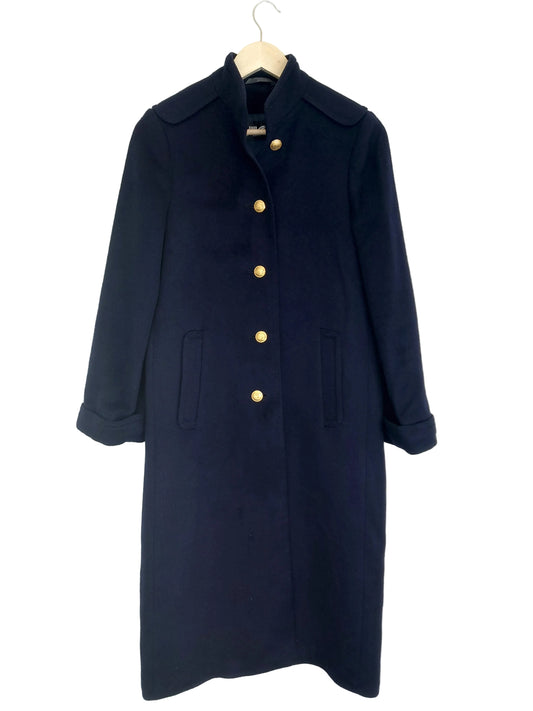 Vintage ullkåpe med gullknapper navy