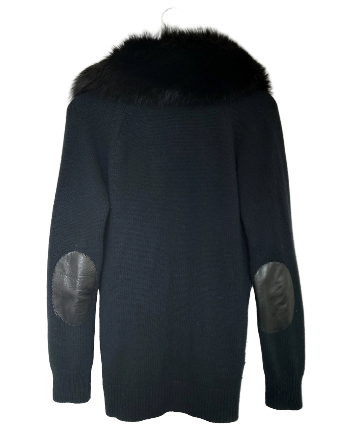 Prada cardigan i ull/kasjmir med stor revepelskrage